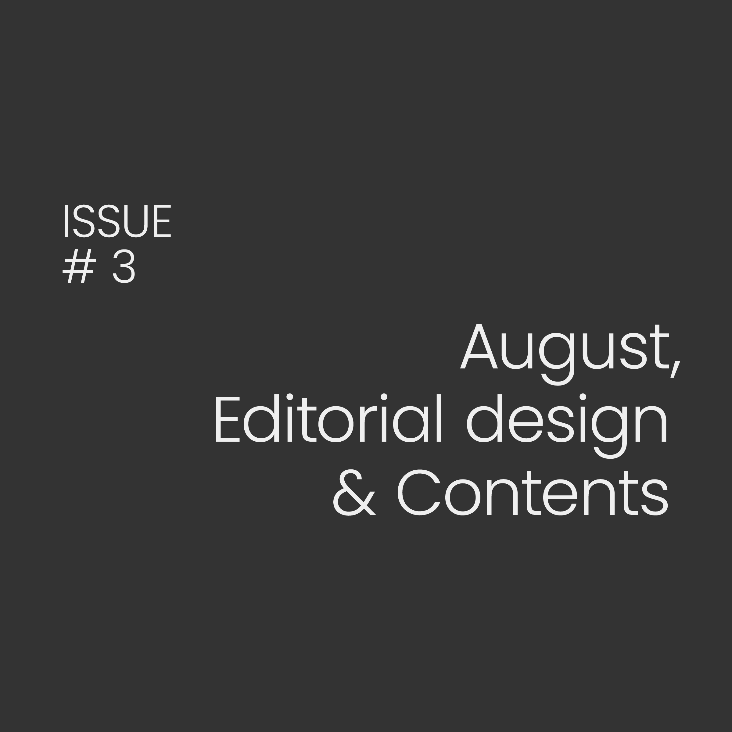 Issue#3: Editorial + Contents
